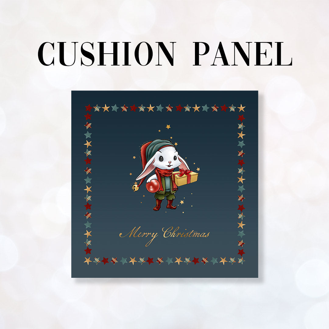 CUSHION Fabric Panel Merry Christmas Bunny