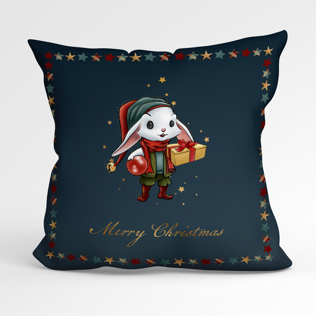 CUSHION Fabric Panel Merry Christmas Bunny