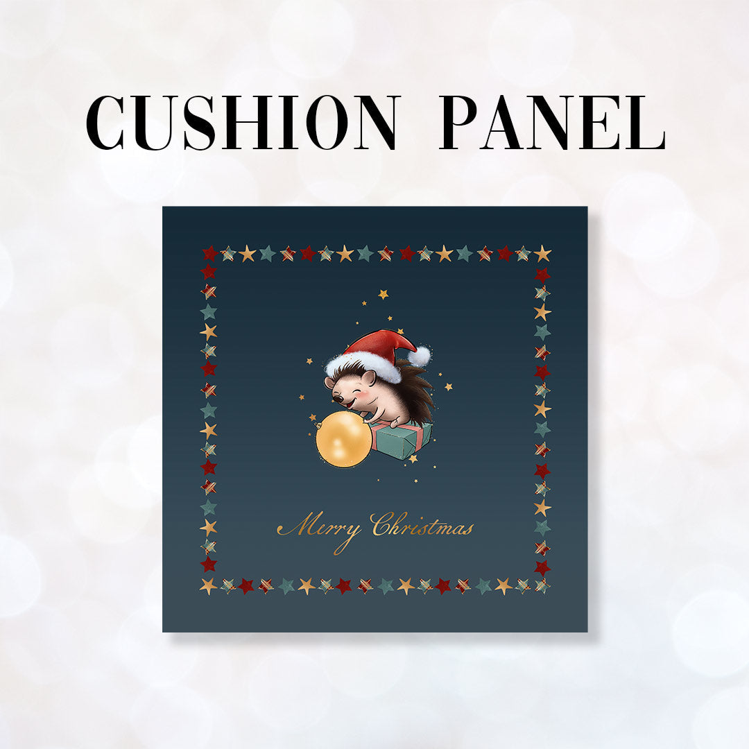 CUSHION Fabric Panel Merry Christmas Hedgehog