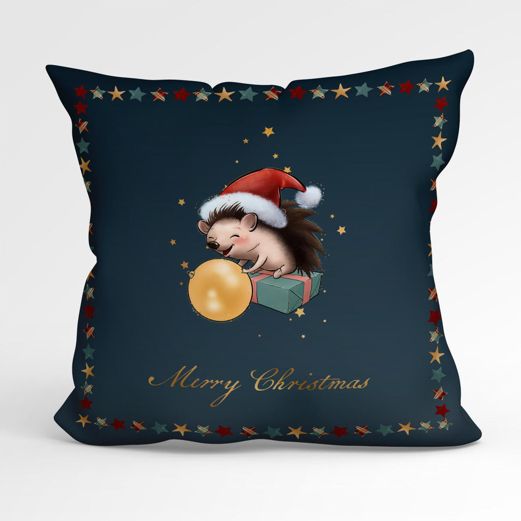 CUSHION Fabric Panel Merry Christmas Hedgehog