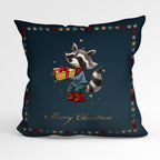 CUSHION Fabric Panel Merry Christmas Racoon