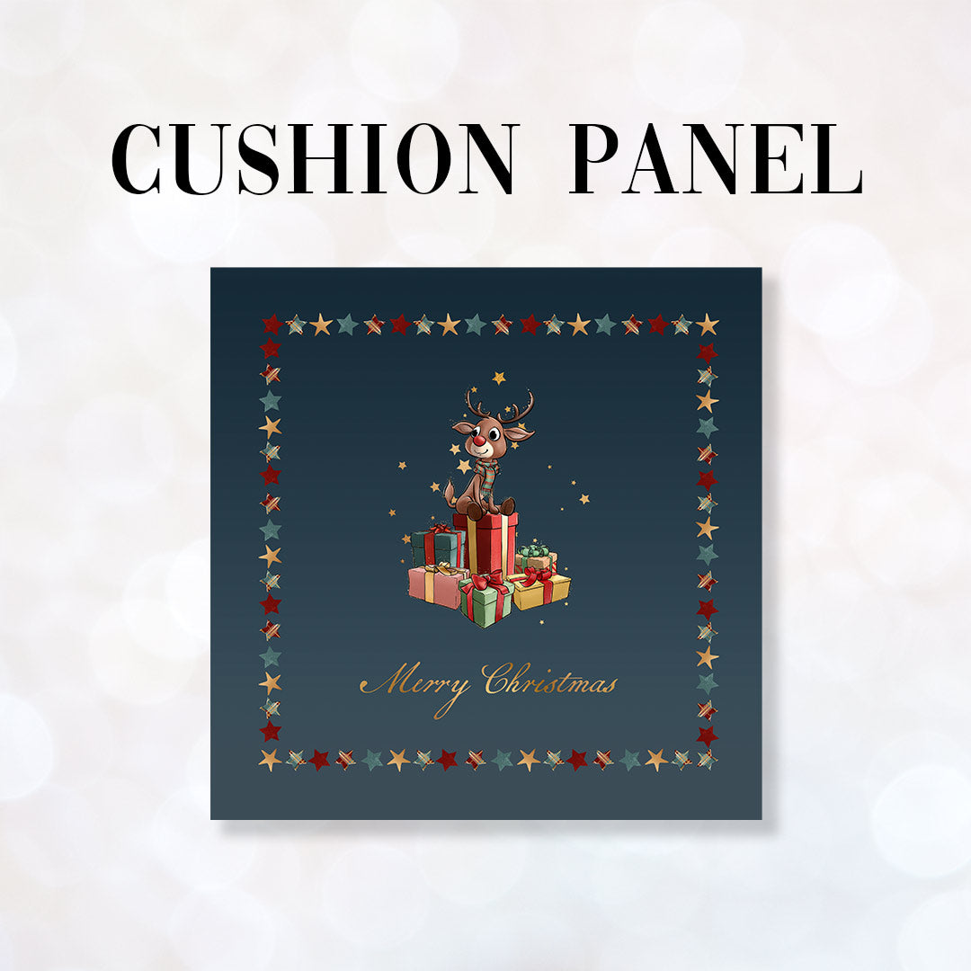 CUSHION Fabric Panel Merry Christmas Reindeer