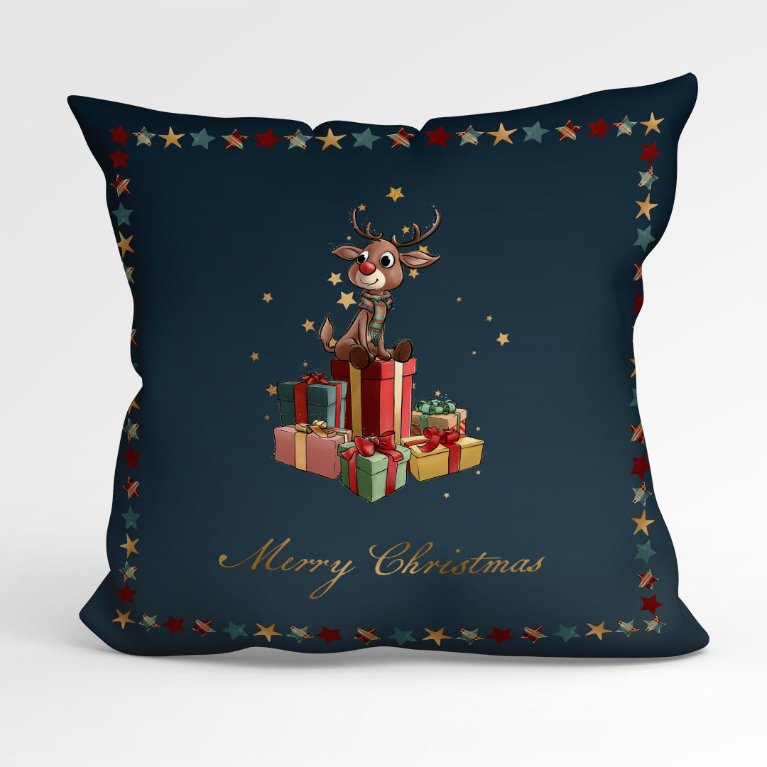 CUSHION Fabric Panel Merry Christmas Reindeer