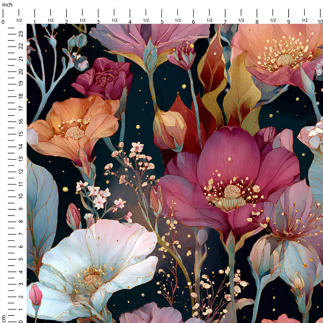 Midnight Anemones Fabric