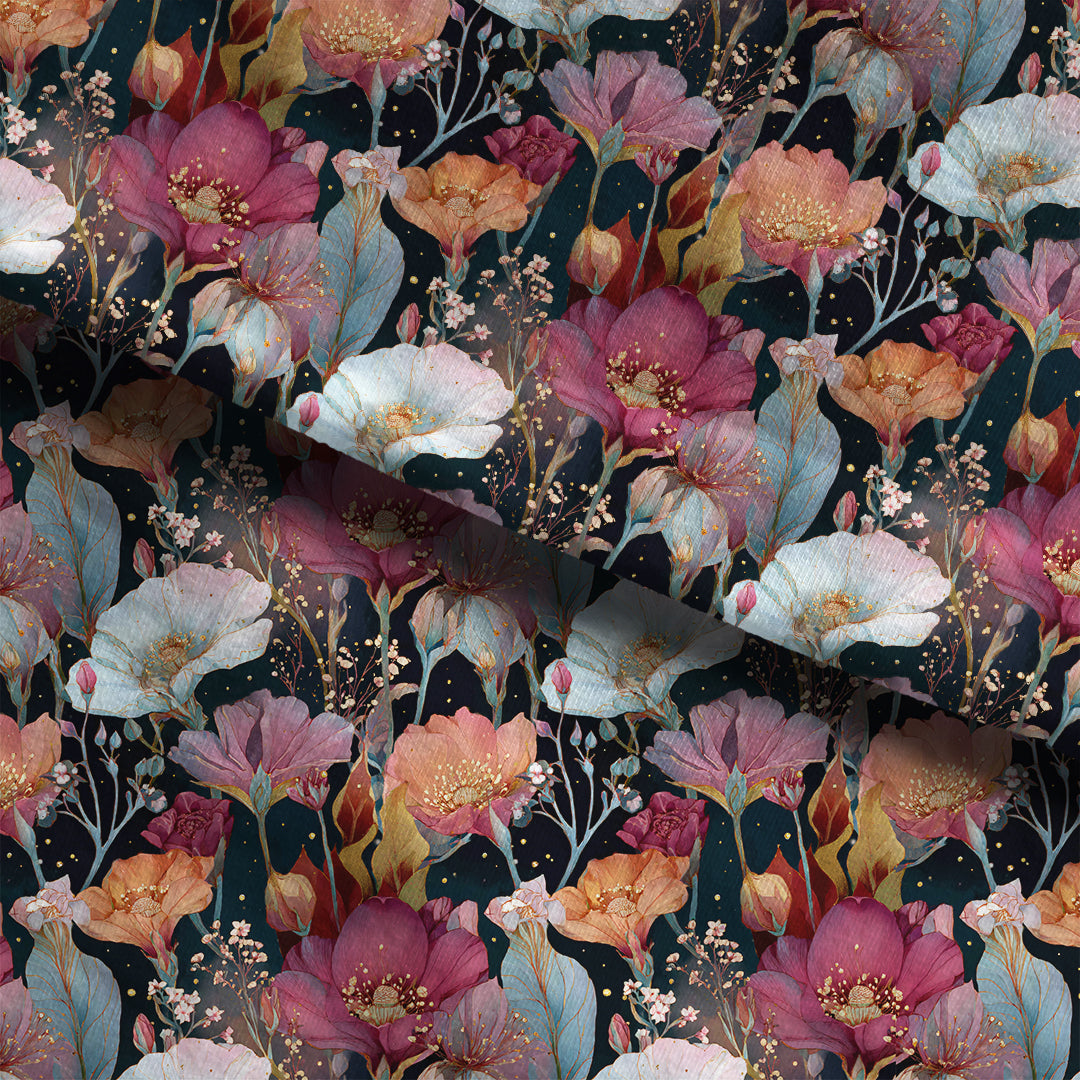 Midnight Anemones Fabric
