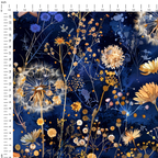 Midnight Dandelions Fabric
