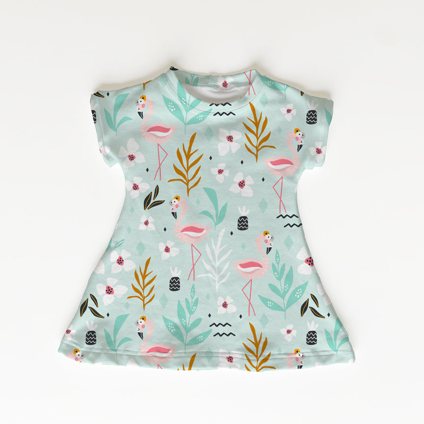 Mint Flamingos Fabric