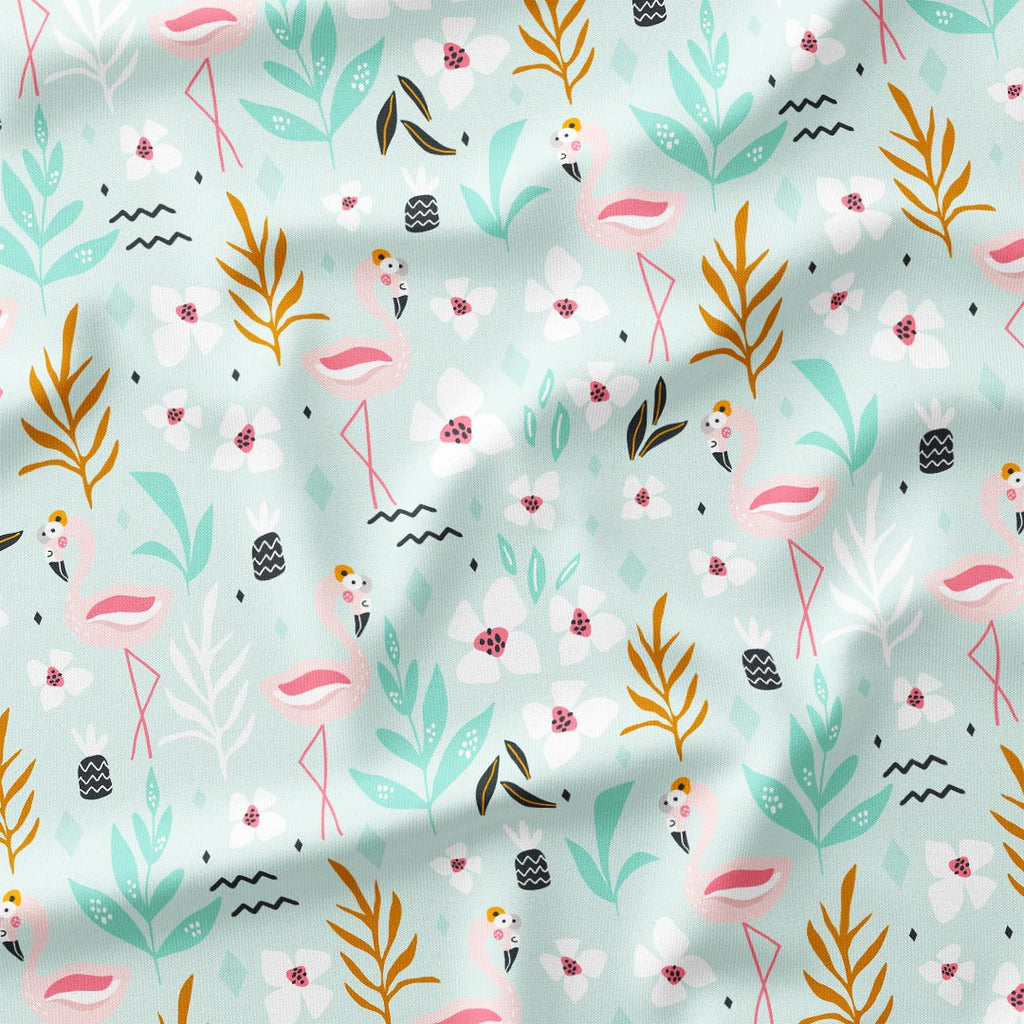Mint Flamingos Fabric