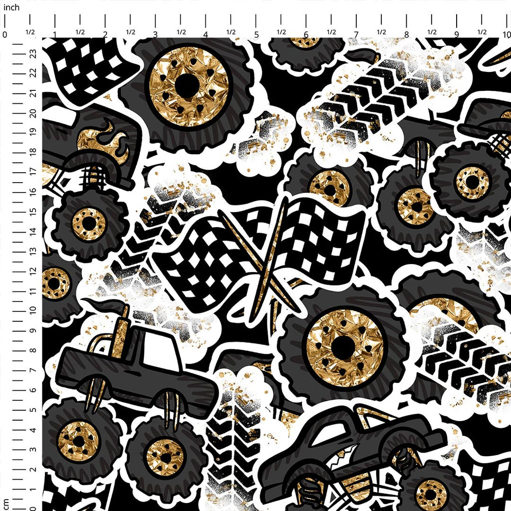 Monster Truck Mashup Fabric