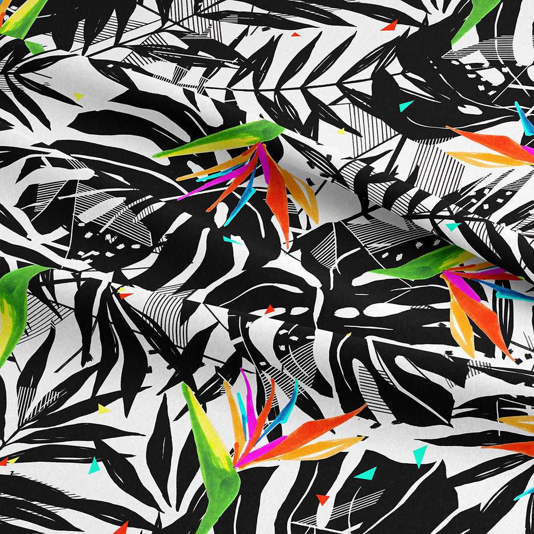 Monstera Leaves Mono Fabric
