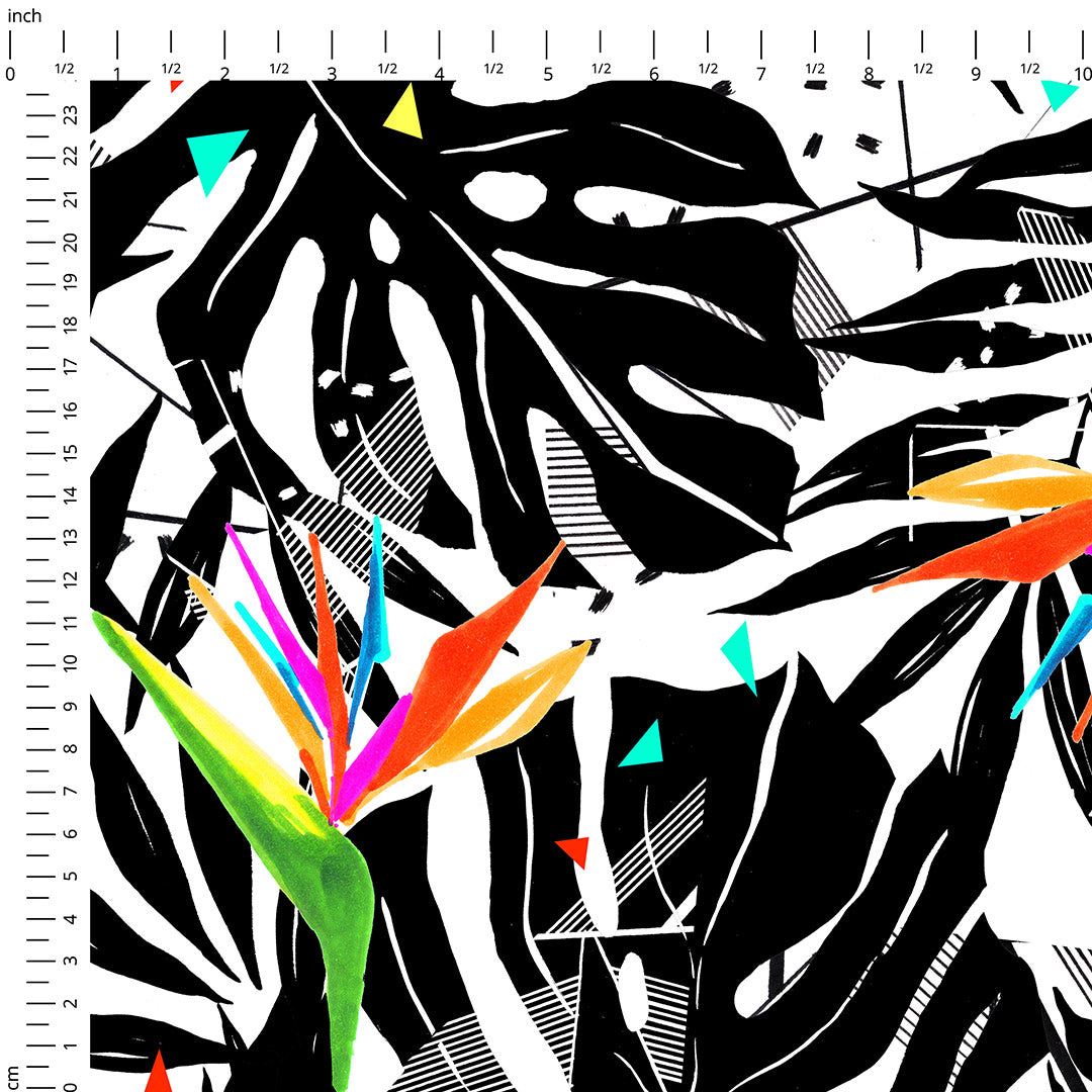 Monstera Leaves Mono Fabric