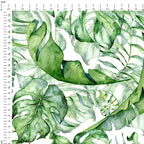 Monstera Leaves White Fabric