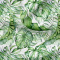 Monstera Leaves White Fabric