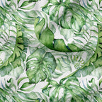 Monstera Leaves White Fabric