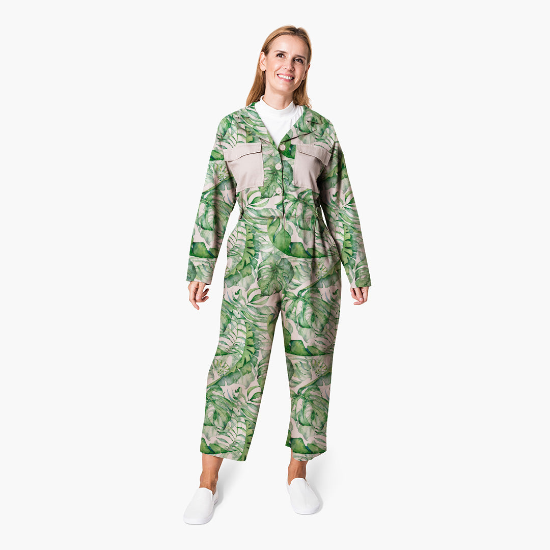 Monstera Leaves White Fabric
