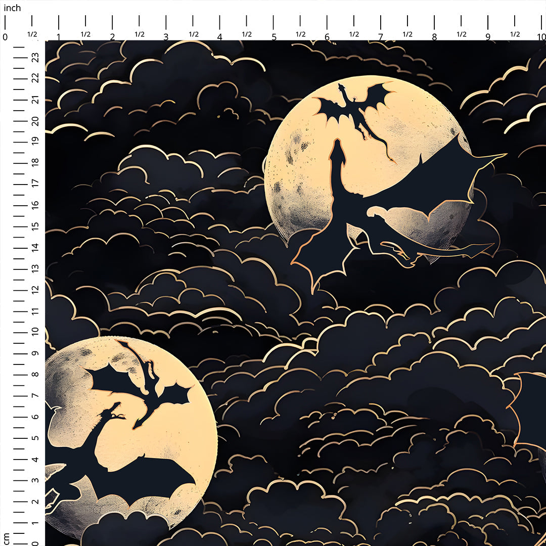 Moonlight Dragons Fabric