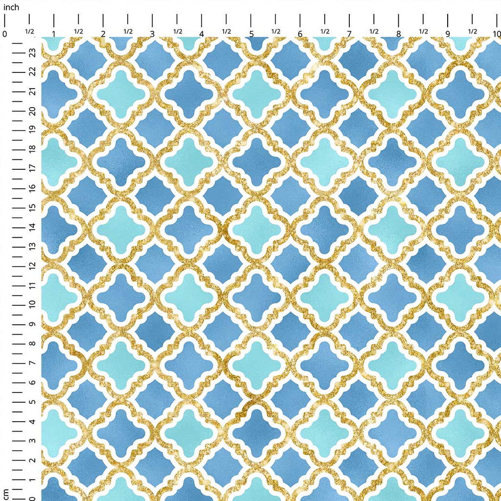 Moroccan Blue Lattice Fabric