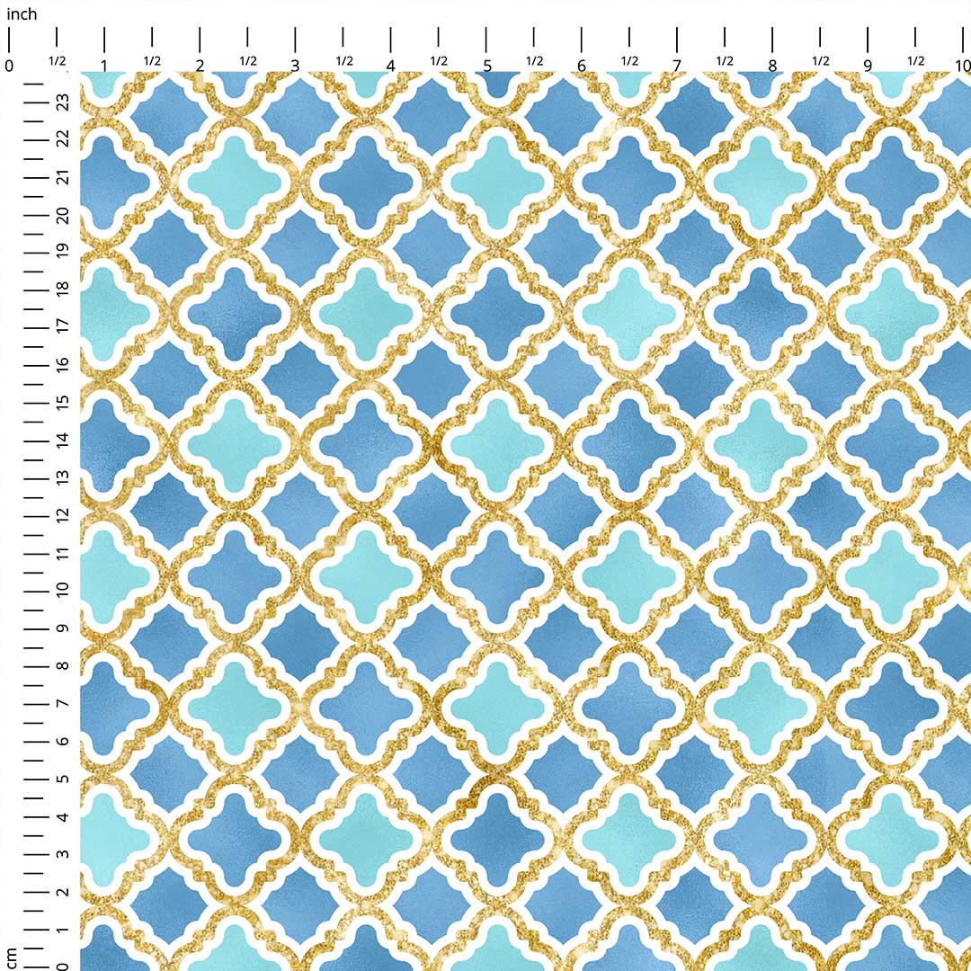 Moroccan Blue Lattice Fabric