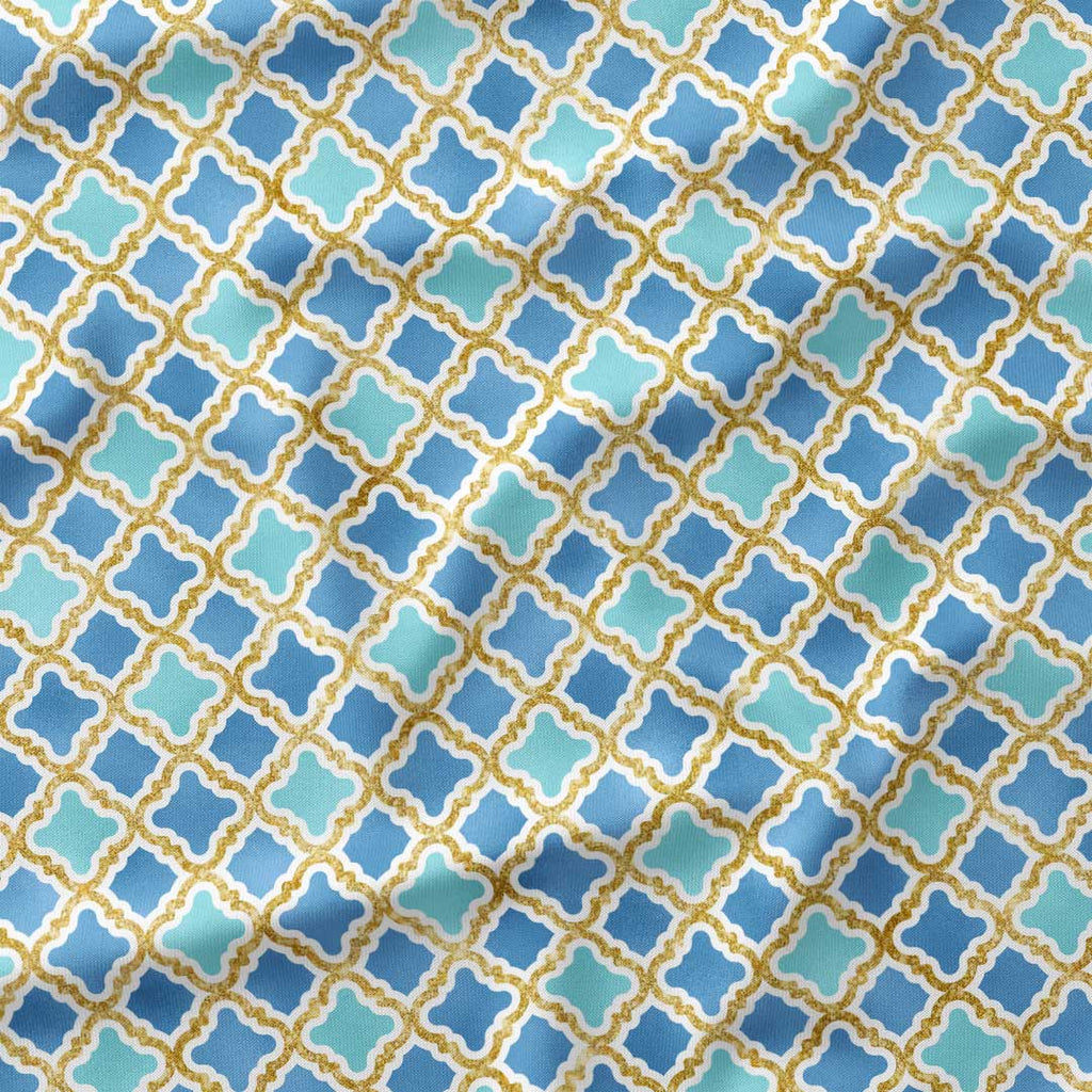 Moroccan Blue Lattice Fabric
