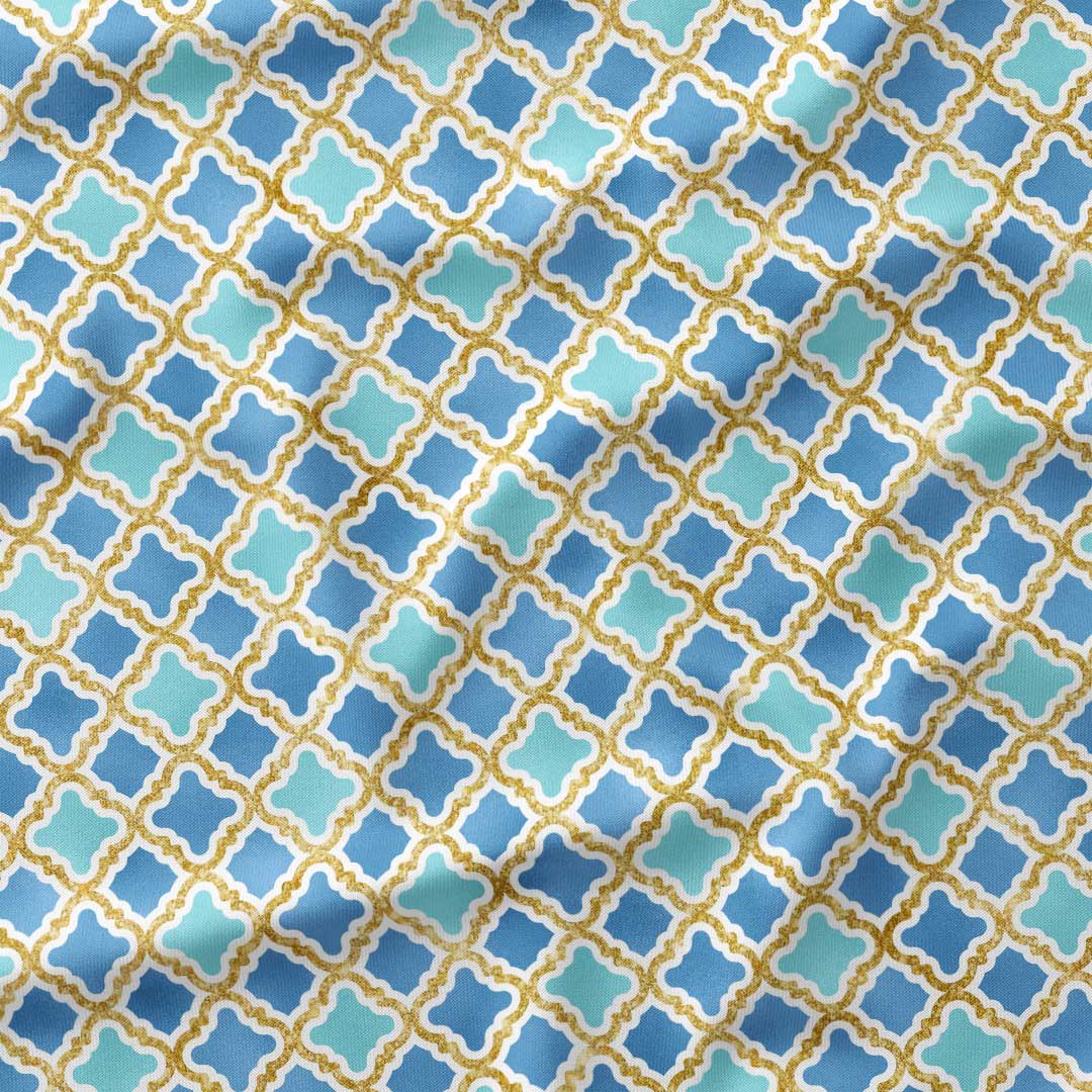 Moroccan Blue Lattice Fabric