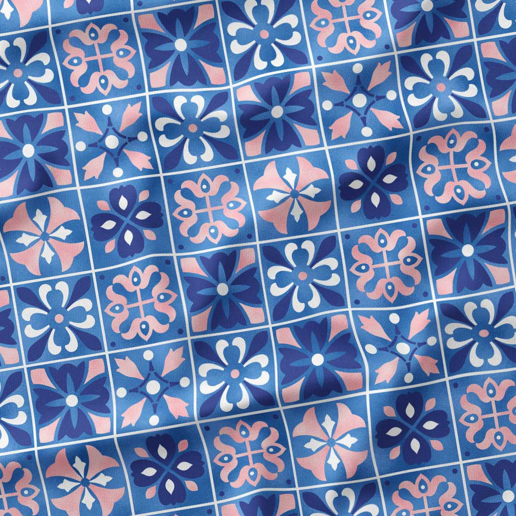 Moroccan Blue Tiles Fabric