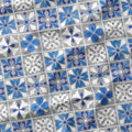 Moroccan Blue and Grey Tiles Fabric