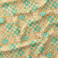 Moroccan Gold and Mint Tiles Fabric