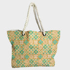 Moroccan Gold and Mint Tiles Fabric