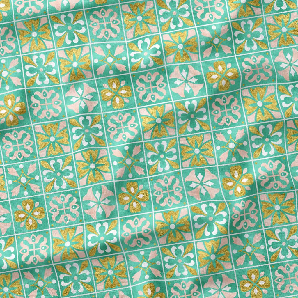 Moroccan Mint Tiles Fabric