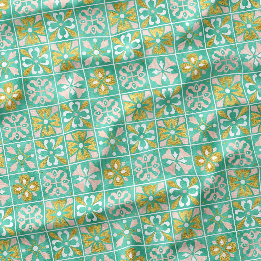 Moroccan Mint Tiles Fabric