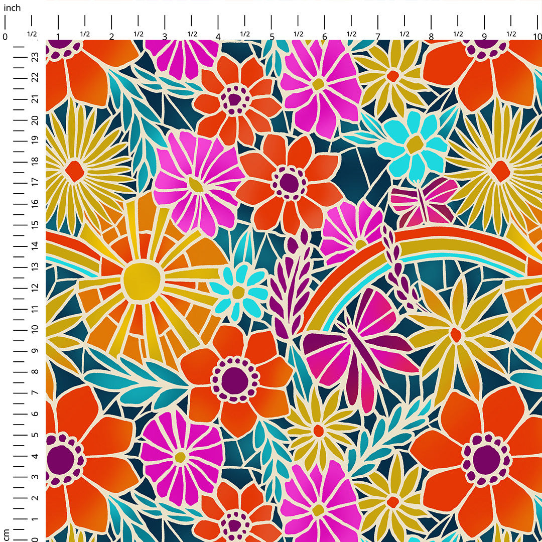 Mosaic Floral Bright Fabric