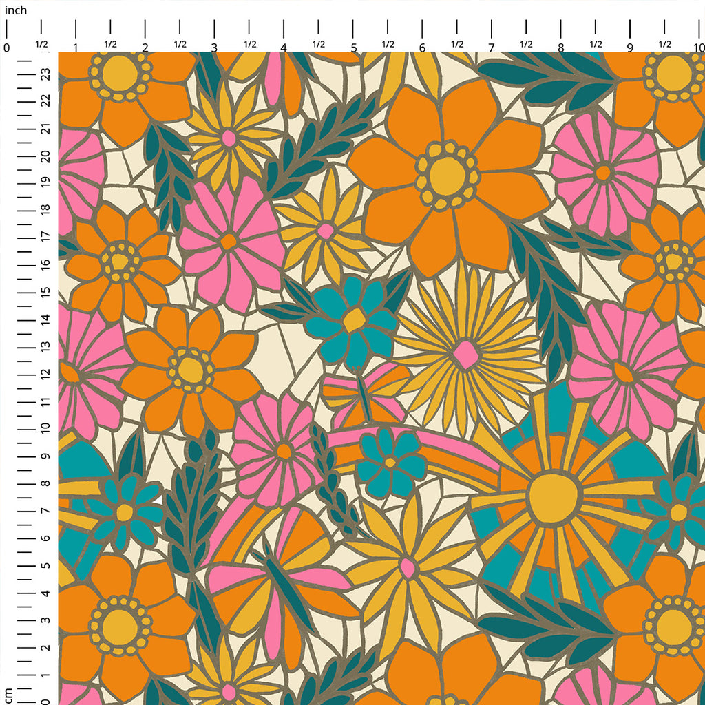 Mosaic Floral Retro Fabric