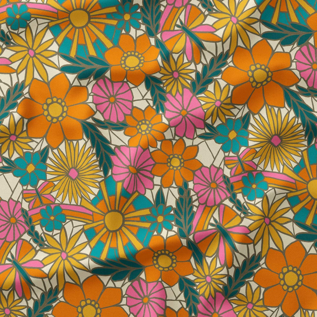 Mosaic Floral Retro Fabric