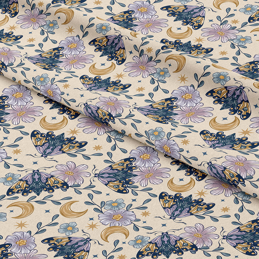 Moths and Flowers Fabric