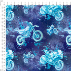 Motocycles Blue Fabric