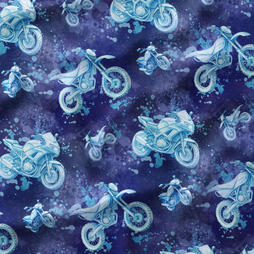 Motocycles Blue Fabric