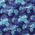 Motocycles Blue Fabric