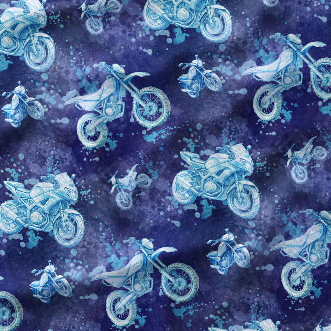 Motocycles Blue Fabric