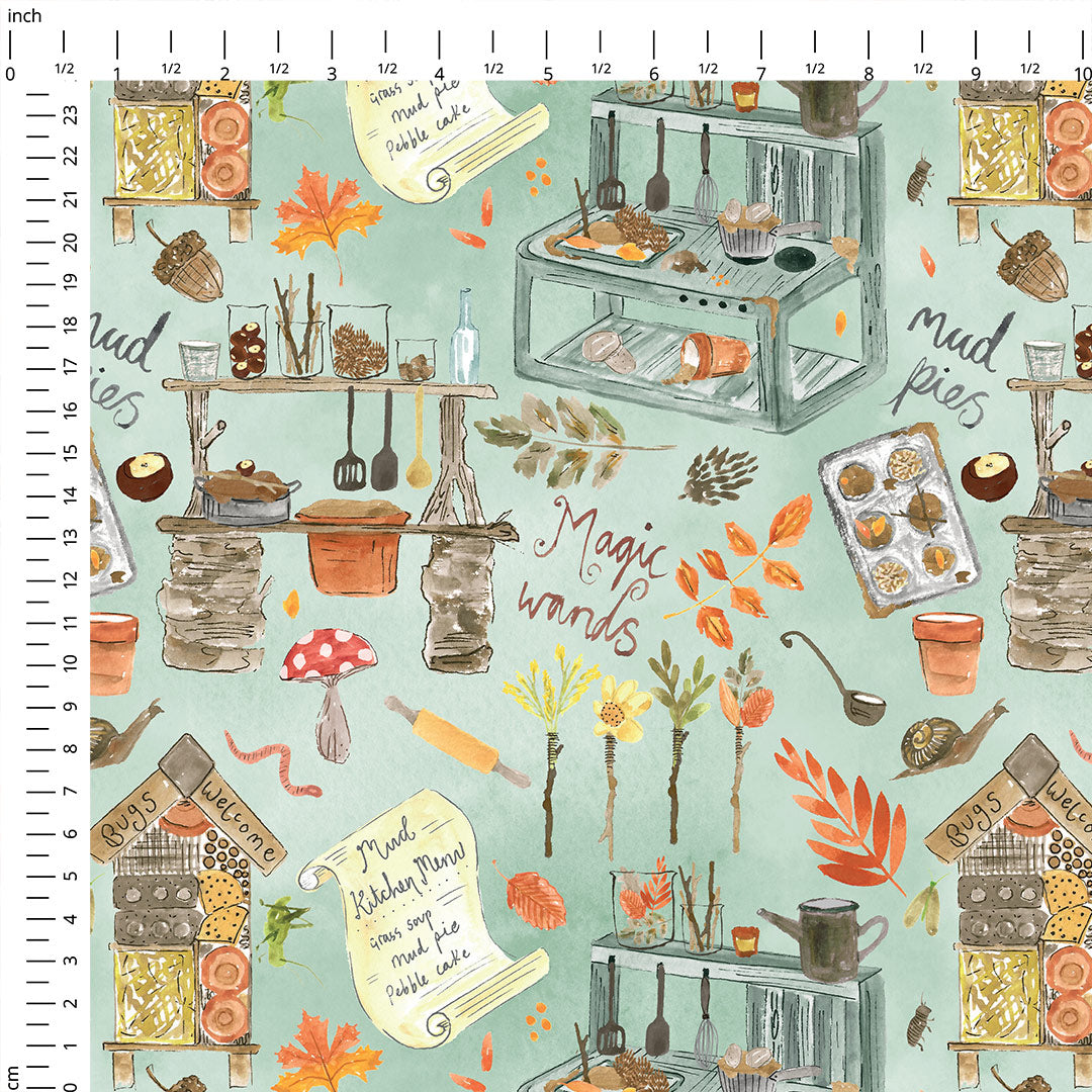 Muddy Kitchen Mint Fabric