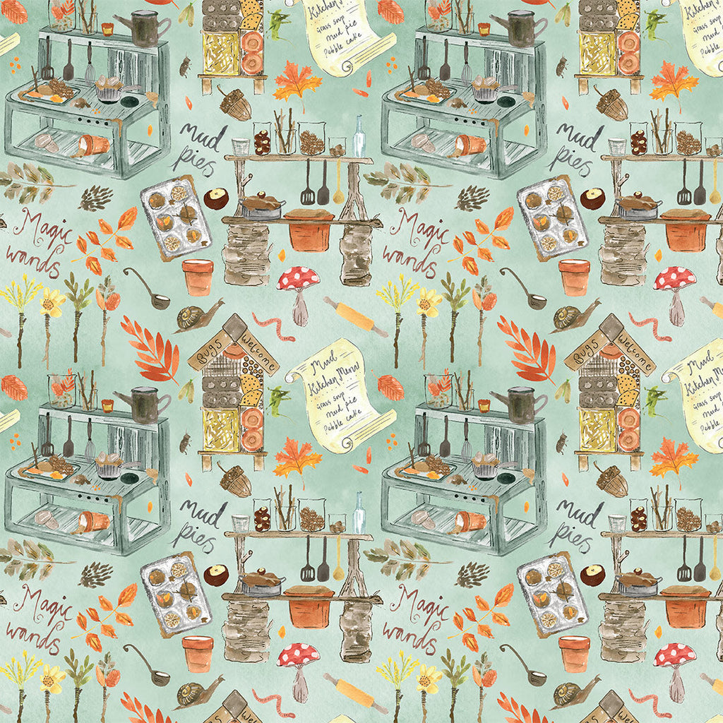 Muddy Kitchen Mint Fabric
