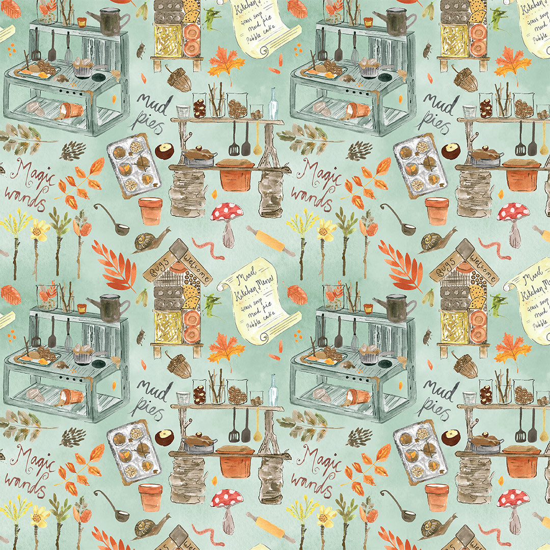Muddy Kitchen Mint Fabric