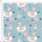 Mummy and Me Swans Mint Fabric