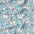 Mummy and Me Swans Mint Fabric