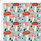 Mushrooms Blue Fabric