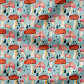Mushrooms Blue Fabric