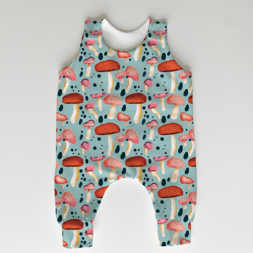 Mushrooms Blue Fabric