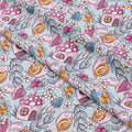 Mushrooms Spotty Blue Fabric