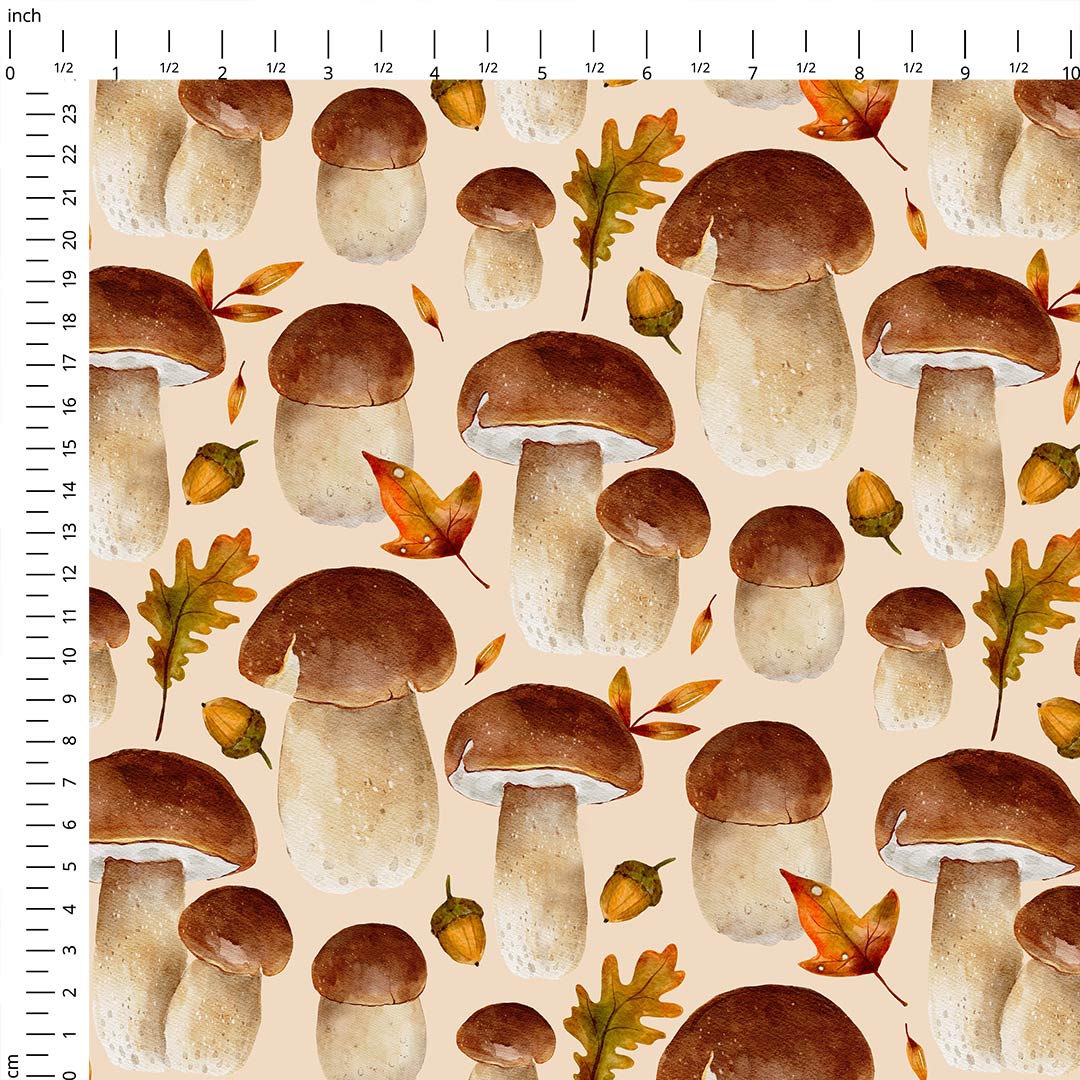 Mushrooms and Acorns Fabric