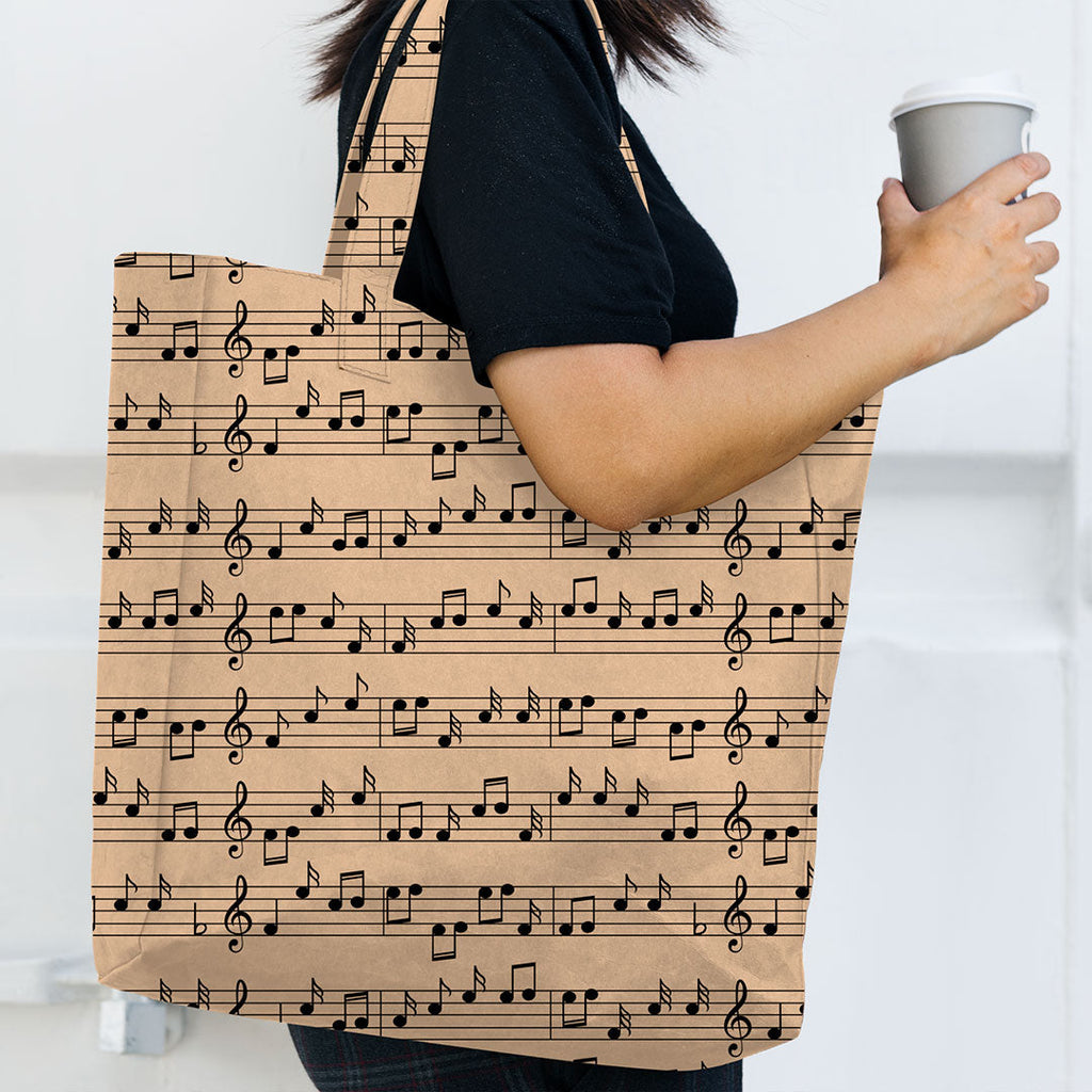 Music Notes Beige Fabric
