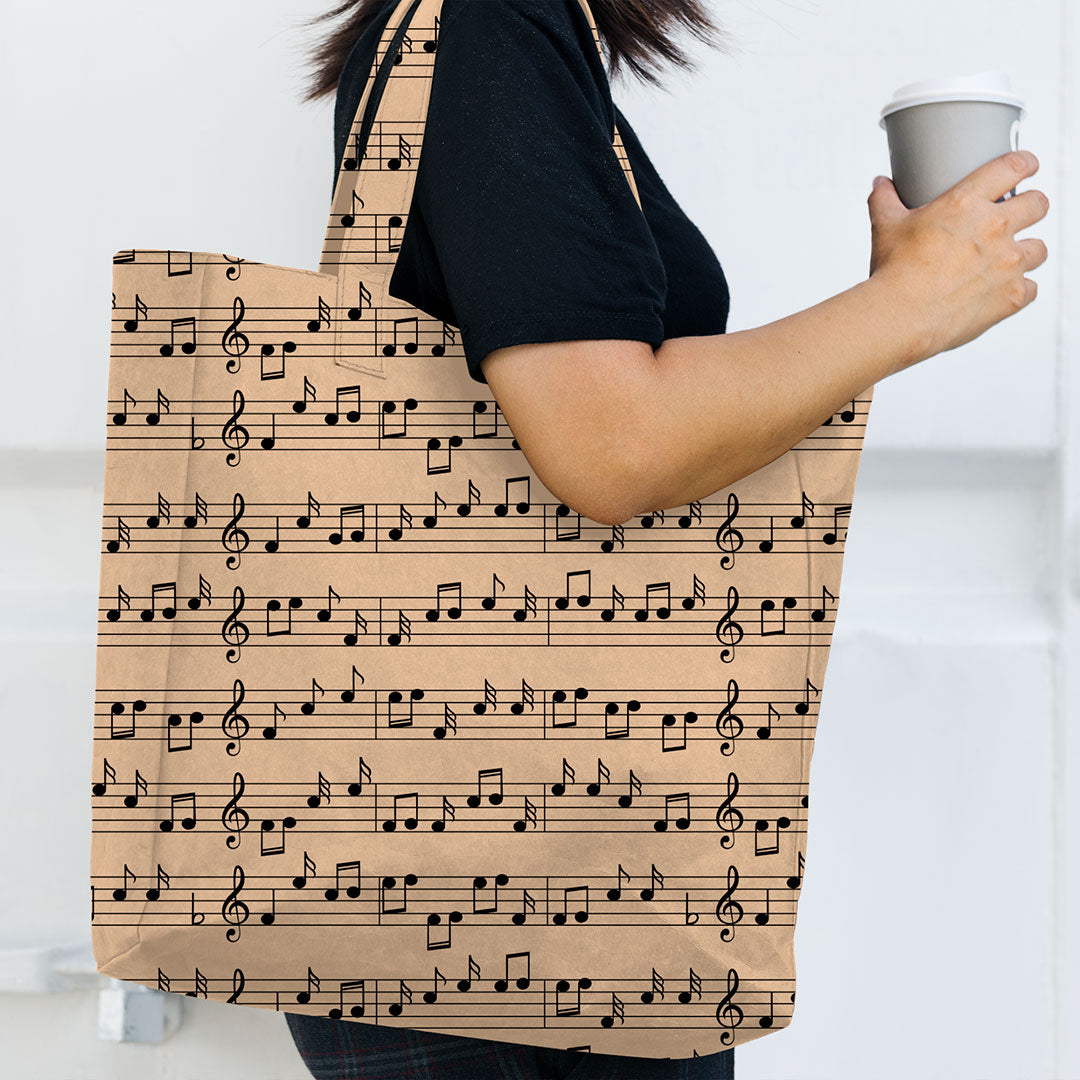 Music Notes Beige Fabric